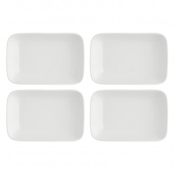 LA PORCELLANA BIANCA ESSENZIALE NEW AGE Set of 4 rectangular bowls 22 x 15 cm