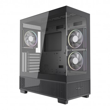 Gembird Gaming case Fornax X550 aquarium type, ATX, 2x USB 3.2 + 1x USB type-C, black
