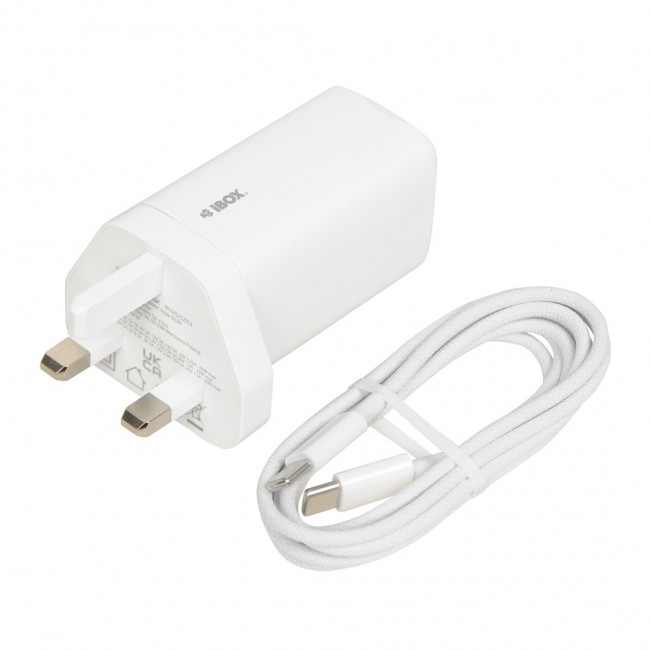 iBOX C-65 White, GaN 65W universal charger UK plug iBOX C-65 White, GaN 65W universal charger UK plug