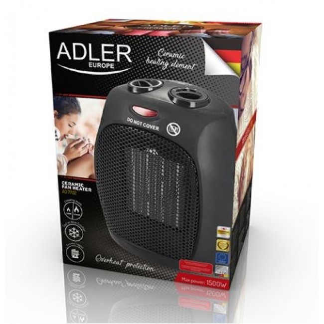 Adler AD 7702 Fan electric space heater Indoor Stainless steel 1500 W
