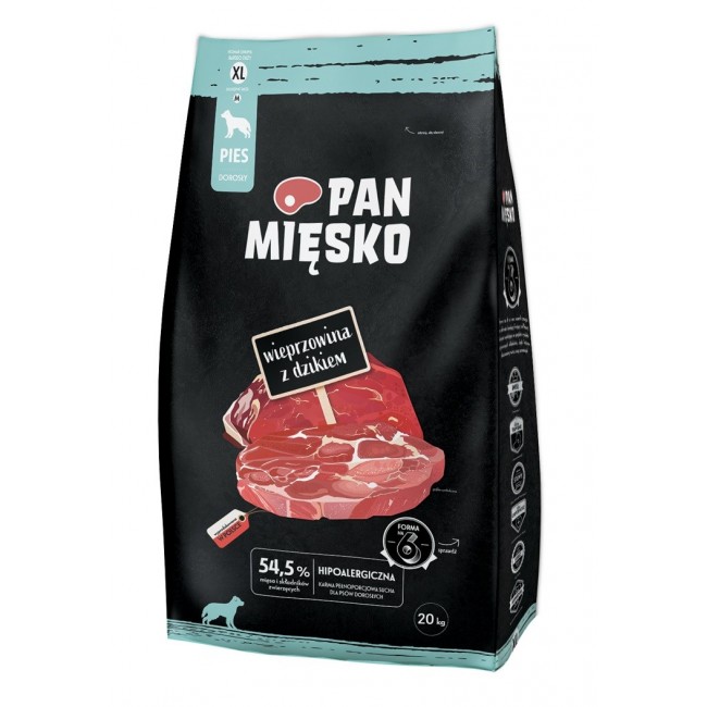 PAN MIĘSKO Pork with wild boar XL - dry dog food - 20kg