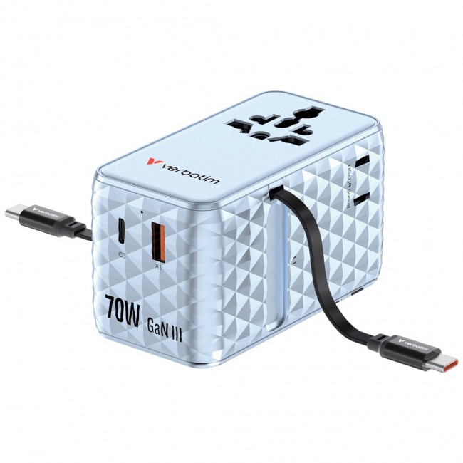 Universal Travel Adapter Verbatim Charge 70W 2C