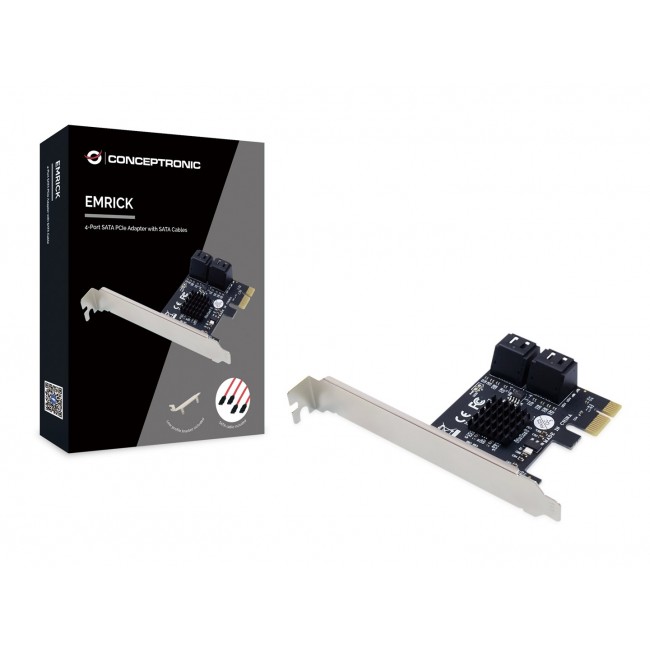 Conceptronic EMRICK 4-Port SATA PCIe Adapter with SATA Cables