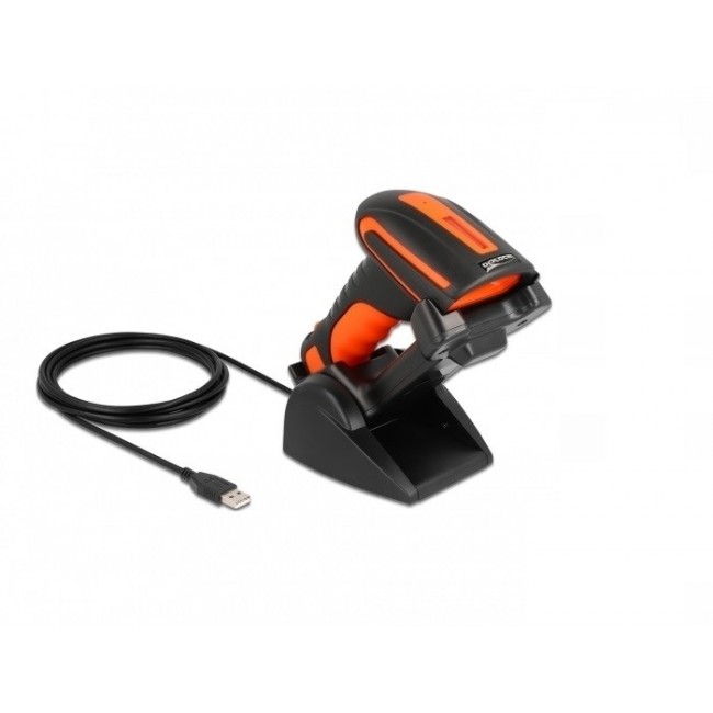DeLOCK Industrial Barcode Scanner 1D and 2D for 2.4 GHz or Bluetooth with inductive charging station