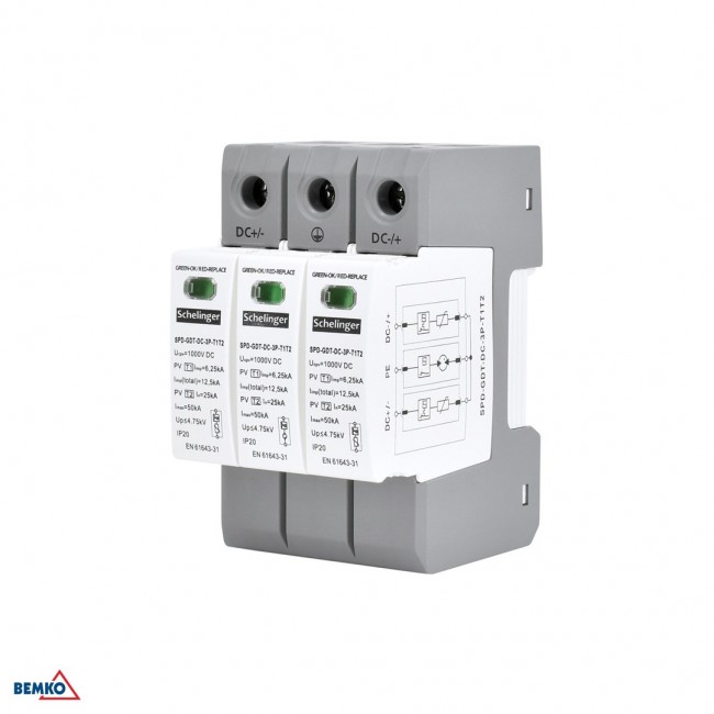Ogranicznik przepię 3P 8kA DC 1200V KLASY T1T2 SCHELINGER