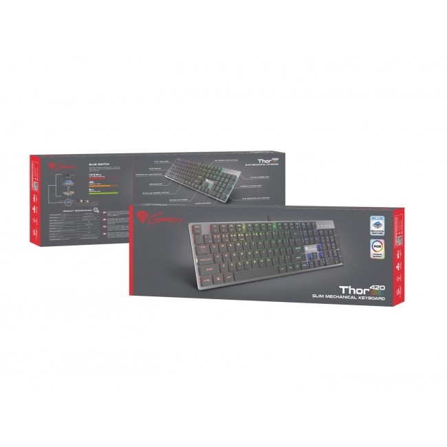 GENESIS Thor 420 RGB keyboard Gaming USB QWERTY US International Silver GENESIS Thor 420 RGB keyboard Gaming USB QWERTY US International Silver