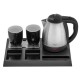 Adler AD 1354 Hotel kettle stainless steel 1.2 L + tray with cups black, steel