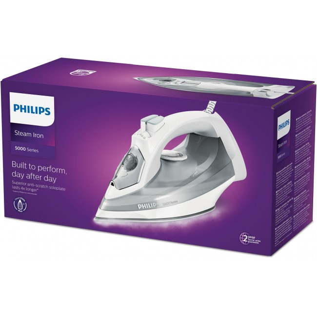 Philips 5000 series DST5010/10 iron Steam iron SteamGlide Plus soleplate 2400 W Grey, White Philips 5000 series DST5010/10 iron Steam iron SteamGlide Plus soleplate 2400 W Grey, White
