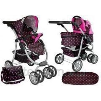 2-in-1 stroller with bag Carrycot black-pink 7706 Lean Toys