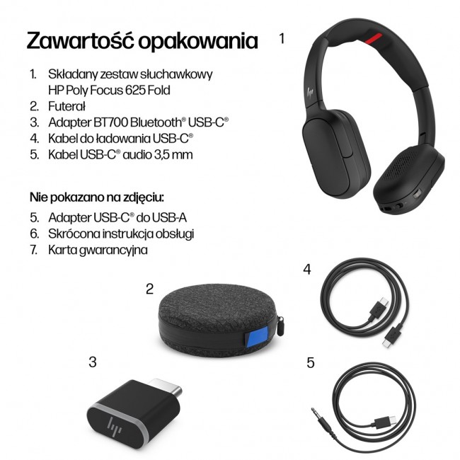 HP Poly Focus 625 Fold Stereo Bluetooth Headset HP Poly Focus 625 Fold Stereo Bluetooth Headset