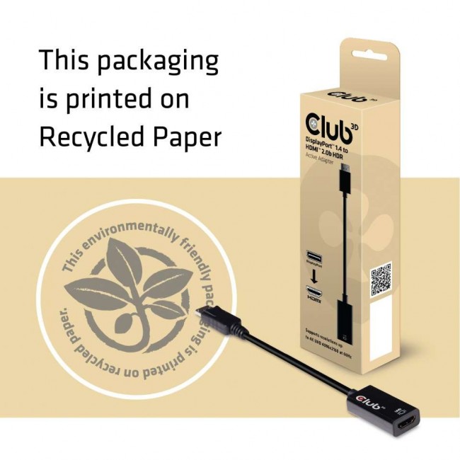 CLUB3D DisplayPort 1.4 to HDMI 2.0b HDR Active Adapter CLUB3D DisplayPort 1.4 to HDMI 2.0b HDR Active Adapter