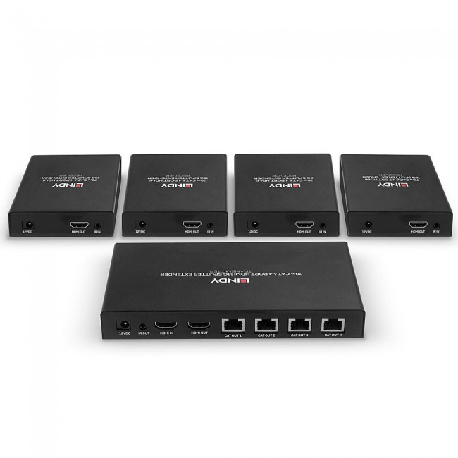 Lindy 70m Cat.6 4 Port HDMI 4K60 Splitter Extender Lindy 70m Cat.6 4 Port HDMI 4K60 Splitter Extender