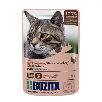 BOZITA Meat chunks in jelly with chicken liver wet cat food 85g