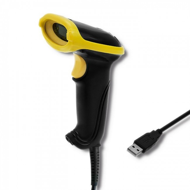 Qoltec 50860 Wired Laser Barcode Scanner 1D | USB