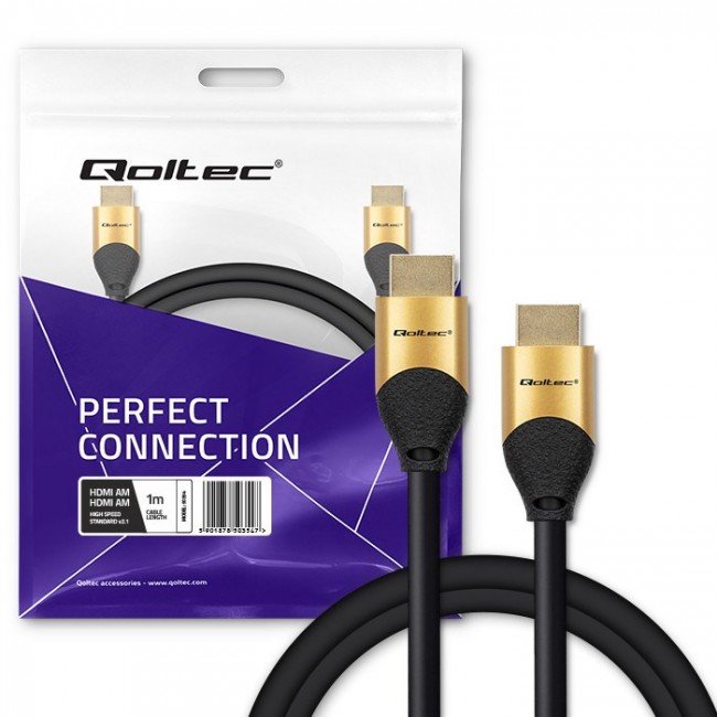 Qoltec 50354 HDMI v2.1 Cable Ultra high speed 8K | 60Hz | 30AWG | GOLD | 1m