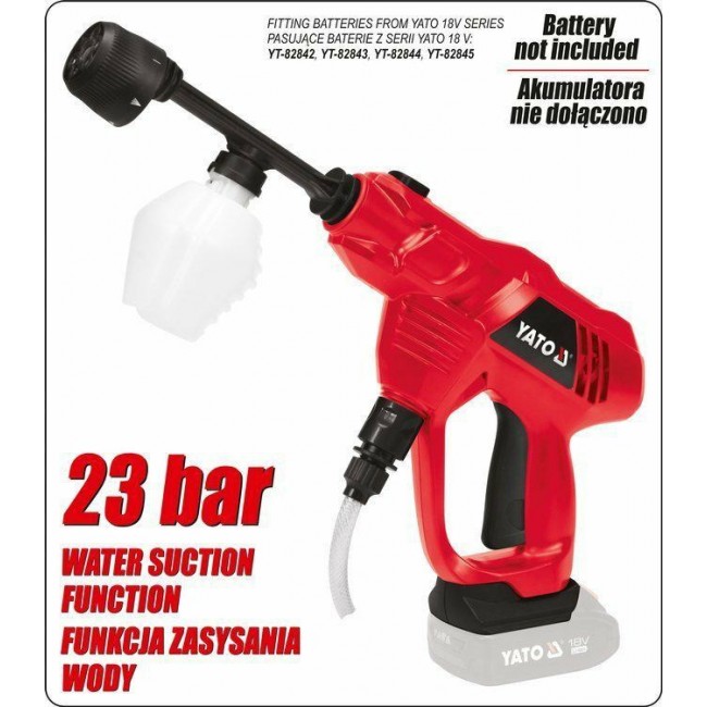 YT. 18V PRESSURE WASHER WITH SUCTION WITHOUT BATTERY. AND ORDER. YT. 18V PRESSURE WASHER WITH SUCTION WITHOUT BATTERY. AND ORDER.