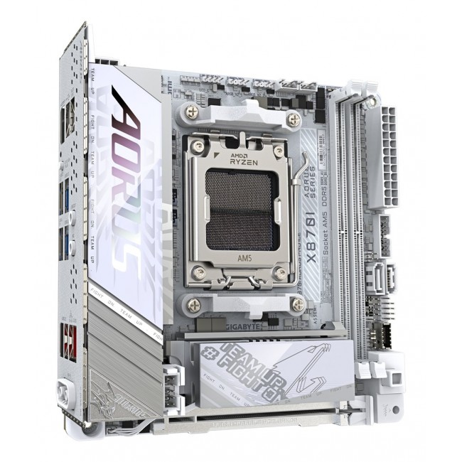 GIGABYTE X870I AORUS PRO ICE Motherboard - Supports AMD Ryzen 9000 Series CPUs, 8+2+1 phases VRM, up to 8400MHz DDR5 (OC), 1xPCIe 5.0 M.2 + 1xPCIe 4.0 M.2, WI-FI 7, 2,5GbE LAN, USB 4 GIGABYTE X870I AORUS PRO ICE Motherboard - Supports AMD Ryzen 9000 Series CPUs, 8+2+1 phases VRM, up to 8400MHz DDR5 (OC), 1xPCIe 5.0 M.2 + 1xPCIe 4.0 M.2, WI-FI 7, 2,5GbE LAN, USB 4