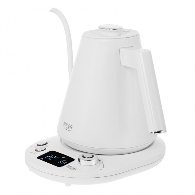 Electric kettle ADLER AD 1349w with long spout 1.0L White Electric kettle ADLER AD 1349w with long spout 1.0L White