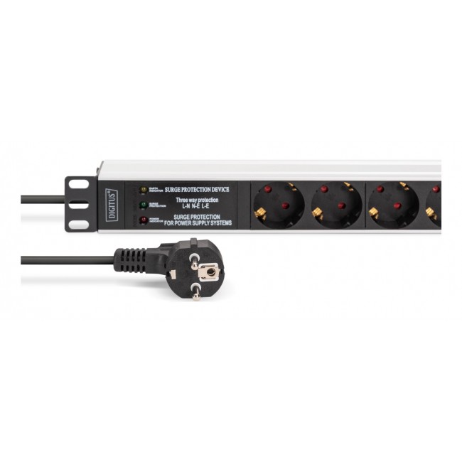 Digitus DN-95441 power distribution unit (PDU) 7 AC outlet(s) 1U Black, Silver