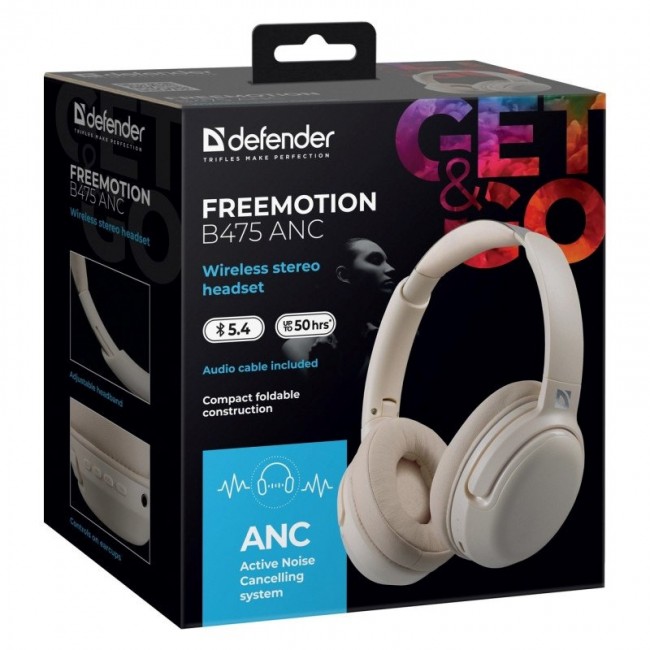HEADPHONES DEFENDER BLUETOOTH FREEMOTION B475 ANC BEIGE HEADPHONES DEFENDER BLUETOOTH FREEMOTION B475 ANC BEIGE