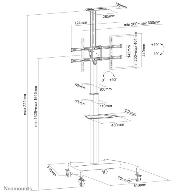 Neomounts PLASMA-M1900E TV trolley 37-70