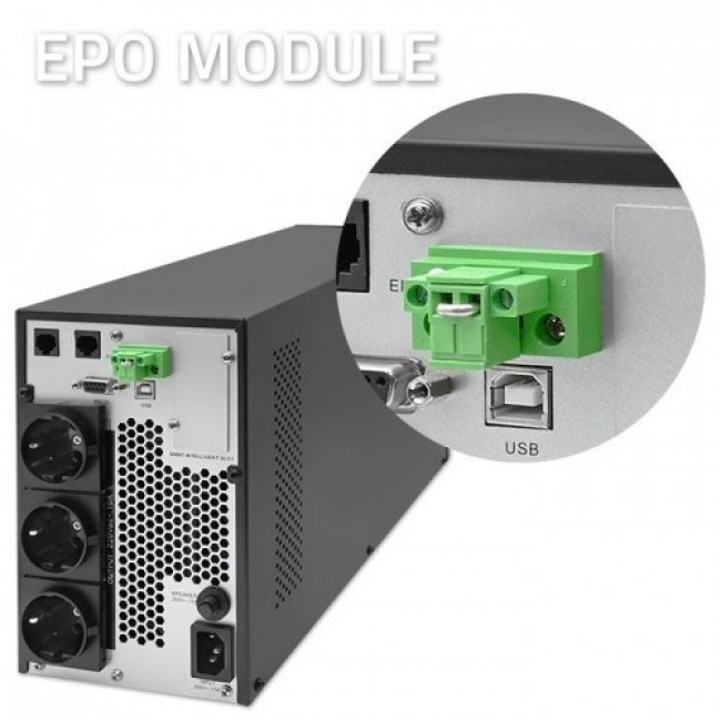 Qoltec 52281 uninterruptible power supply (UPS) Double-conversion (Online) 2 kVA 2000 W 3 AC outlet(s)