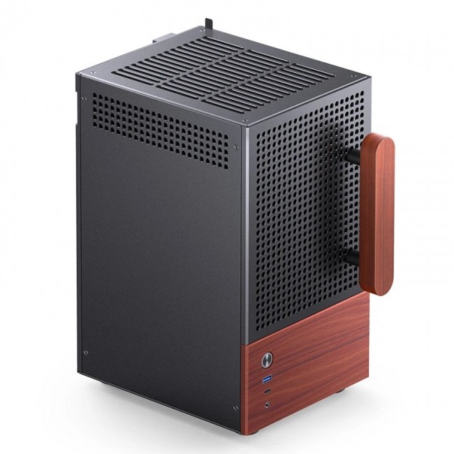 Jonsbo T6 PC Case, Mini-Tower, Mini-ITX, Tempered Glass, Wood, black