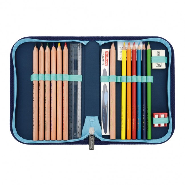 Herlitz SoftLight Plus Greenline Blue Ice school bag set Girl Polyester Blue, Navy