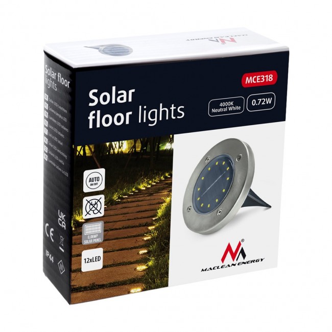 Maclean MCE318 LED Solar Pathway Lights with Ground Spike 12 LED SMD Neutral White 4000K 0.7 W Solar Lamp for Outdoor Path Light Garden Lights IP44 Maclean MCE318 LED Solar Pathway Lights with Ground Spike 12 LED SMD Neutral White 4000K 0.7 W Solar Lamp for Outdoor Path Light Garden Lights IP44