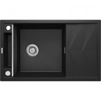 1-BOWL MAGNETIC GRANITE SINK WITH DRAINER DEANTE GRAPHITE METALLIC MAGNETIC