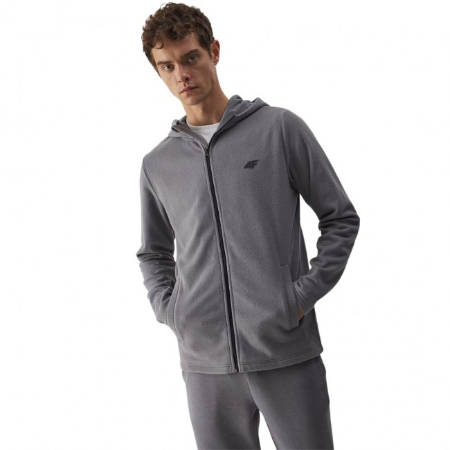 Men's fleece jacket 4F M290 grey 4FWMM00TFLEM290 25S L Men's fleece jacket 4F M290 grey 4FWMM00TFLEM290 25S L