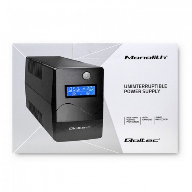 Qoltec Monolith uninterruptible power supply (UPS) Double-conversion (Online) 0.65 kVA 360 W 2 AC outlet(s) Qoltec Monolith uninterruptible power supply (UPS) Double-conversion (Online) 0.65 kVA 360 W 2 AC outlet(s)