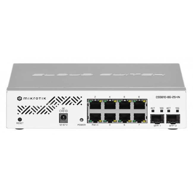 Mikrotik CSS610-8G-2S+IN network switch Gigabit Ethernet (10/100/1000) Power over Ethernet (PoE) White Mikrotik CSS610-8G-2S+IN network switch Gigabit Ethernet (10/100/1000) Power over Ethernet (PoE) White