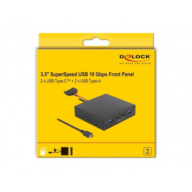 DeLOCK 3.5 USB 3.2 Gen 2 Front Panel 2 x USB Type-C + 2 x USB Type-A