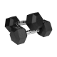 REBEL ACTIVE Rubber-coated cast iron dumbbells 2x9 kg