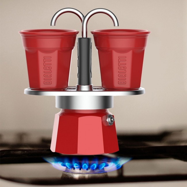 Bialetti Mini Express coffee machine red 2tz + 2 cups
