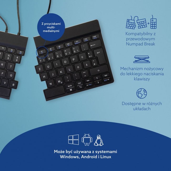 R-Go Tools Ergonomic keyboard R-Go Split Break v2 with break software, ergonomic split keyboard, QWERTZ (DE), Wired, black R-Go Tools Ergonomic keyboard R-Go Split Break v2 with break software, ergonomic split keyboard, QWERTZ (DE), Wired, black