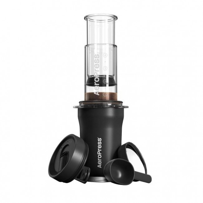 Go Plus coffee maker with black AeroPress thermal mug