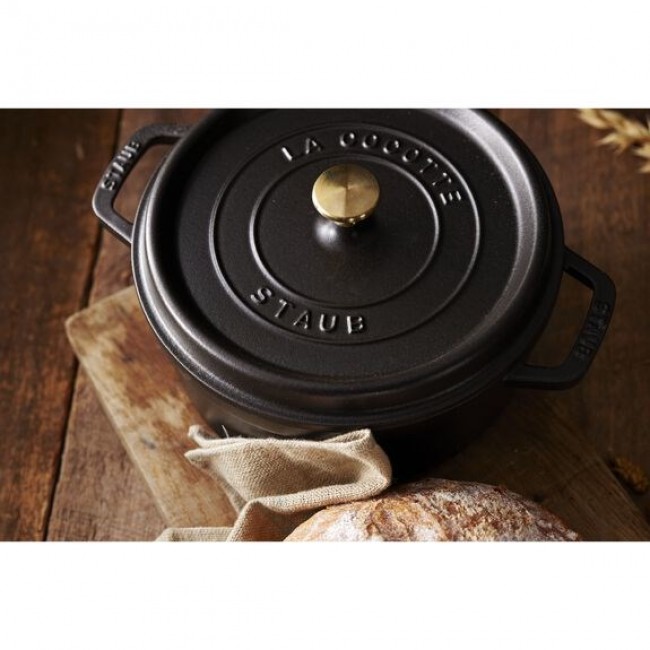 Staub Round Cast Iron Casserole - 3.8 ltr, Black Staub Round Cast Iron Casserole - 3.8 ltr, Black