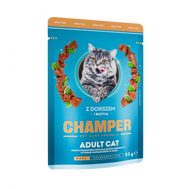 CHAMPER with cod and basil - wet cat food - 85g CHAMPER with cod and basil - wet cat food - 85g