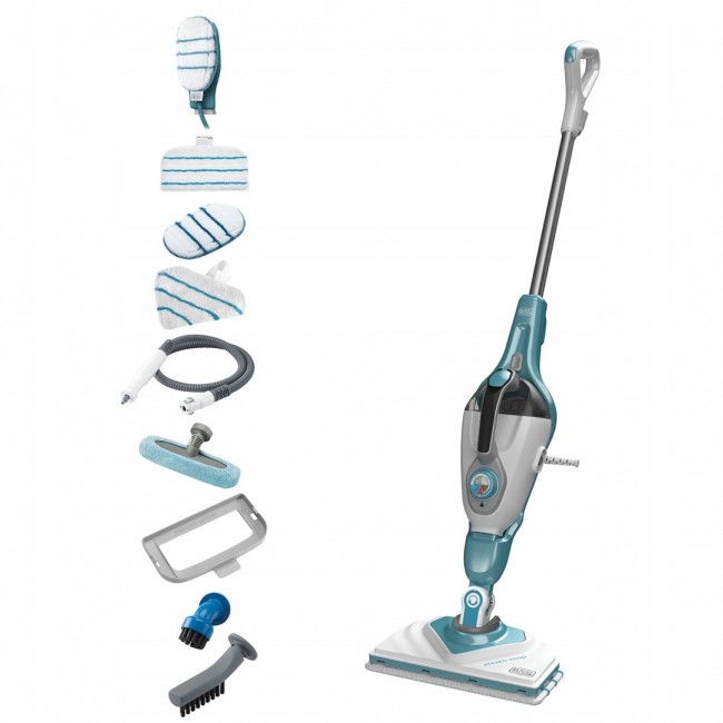Black & Decker BHSM166DSM steam cleaner Steam mop 0.5 L 1600 W Aqua colour, White
