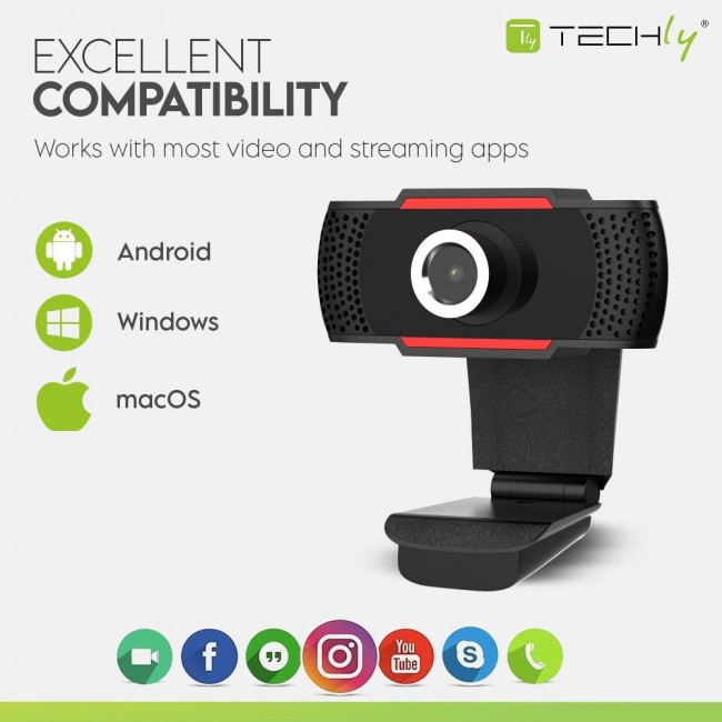 Techly I- -60T webcam 1920 x 1080 pixels USB 2.0 Black