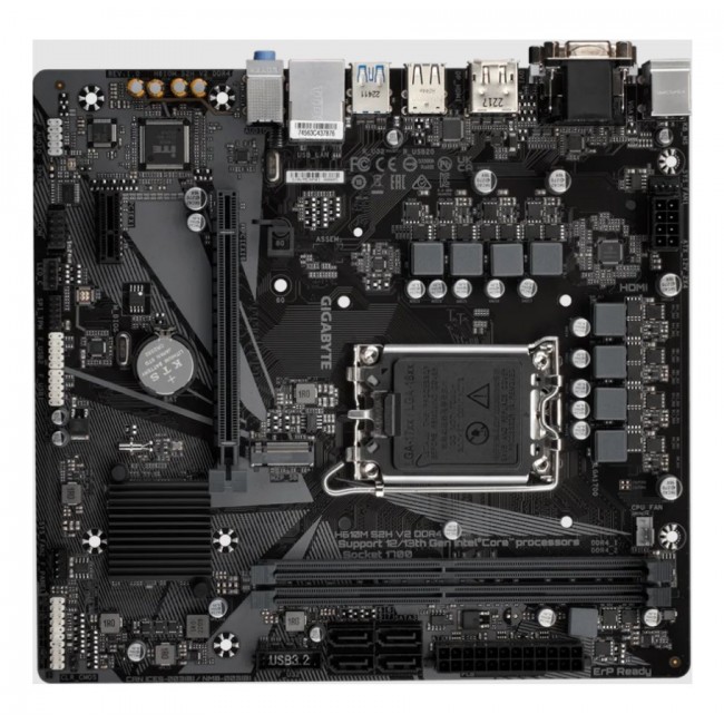 GIGABYTE H610M S2H V2 DDR4 Motherboard - Supports Intel Core 14th CPUs, 6+1+1 Hybrid Phases Digital VRM, up to 3200MHz DDR4 (OC), 1xPCIe 3.0 M.2, GbE LAN, USB 3.2 Gen 1
