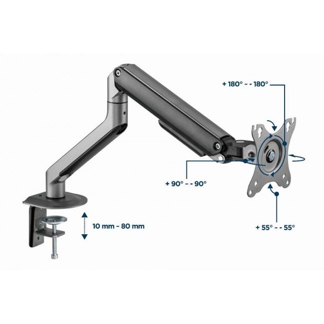 Gembird MA-DA1-05 Desk mounted adjustable monitor arm, 17 -32 , up to 9 kg, space grey