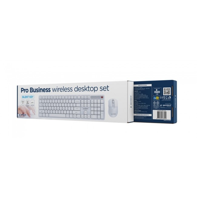 Gembird KBS-WMS-01-W Silent key Pro Business wireless desktop set, white, US layout