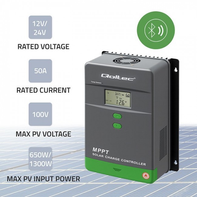 Qoltec Solar Charge Controller MPPT 50A w/ Temp