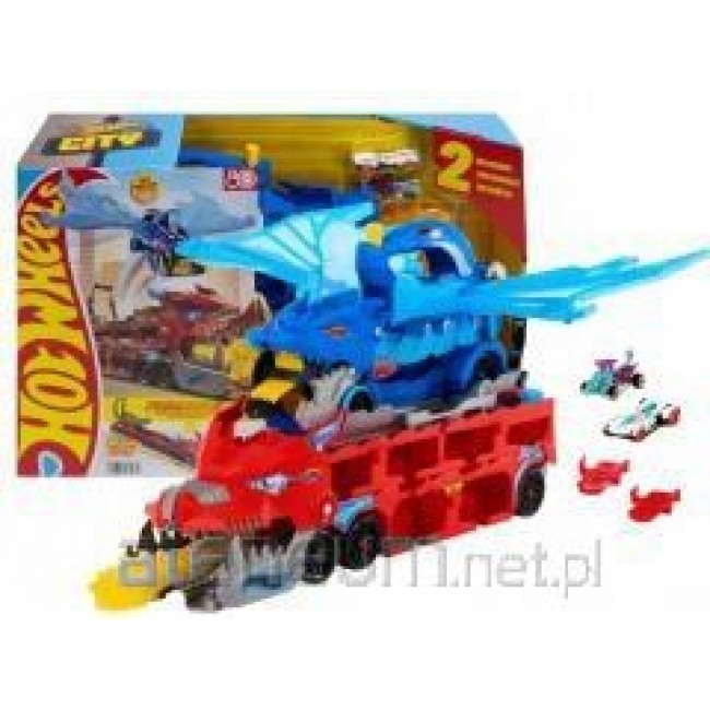 Hot Wheels City Ultimate Dual Dragon Transporter & 2 1:64 Scale Toy Cars Hot Wheels City Ultimate Dual Dragon Transporter & 2 1:64 Scale Toy Cars