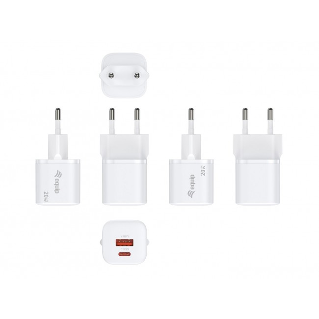 Equip 2-Port 20W GaN USB PD Charger, USB-C x 1, USB-A x 1, 25pcs/pack