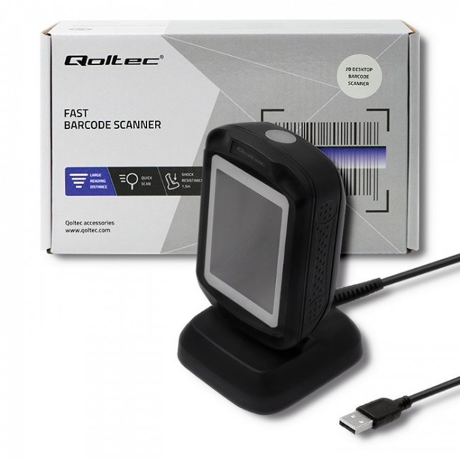 Qoltec 50864 Desktop QR & Barcode Scanner | USB Qoltec 50864 Desktop QR & Barcode Scanner | USB