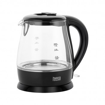 TEESA Electric Kettle, Glass, 1650 W, Black, 1 L